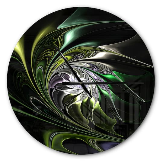 Designart Multi Colored Green Stained Glass Modern Wall Clock